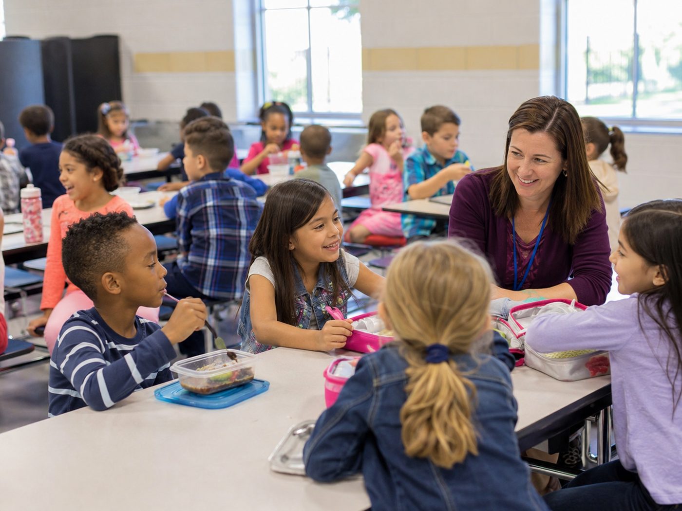Children engaged in a hands-on learning activity at a table with books and materials